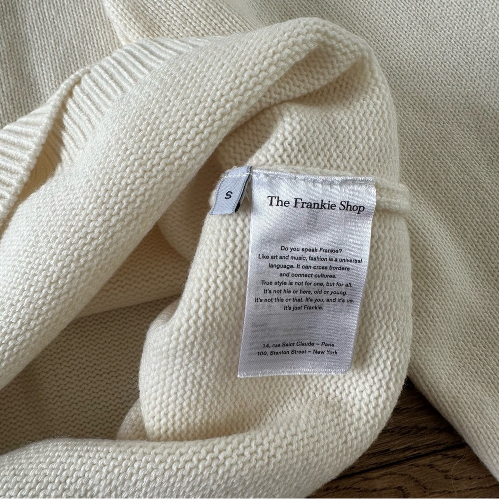 New The Frankie Shop RAFAELA PADDED KNIT SWEATER WOOL CASHMERE IVORY S - Picture 9 of 15